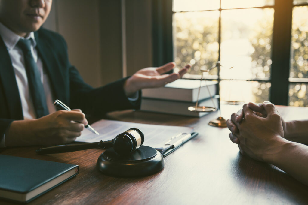 Image of a lawyer working with a client